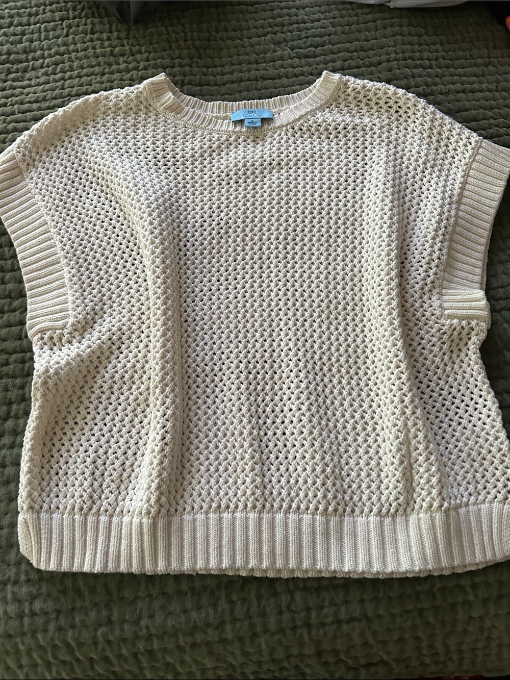 CeCe Cream Open-Knit Sleeveless Crew Sweater